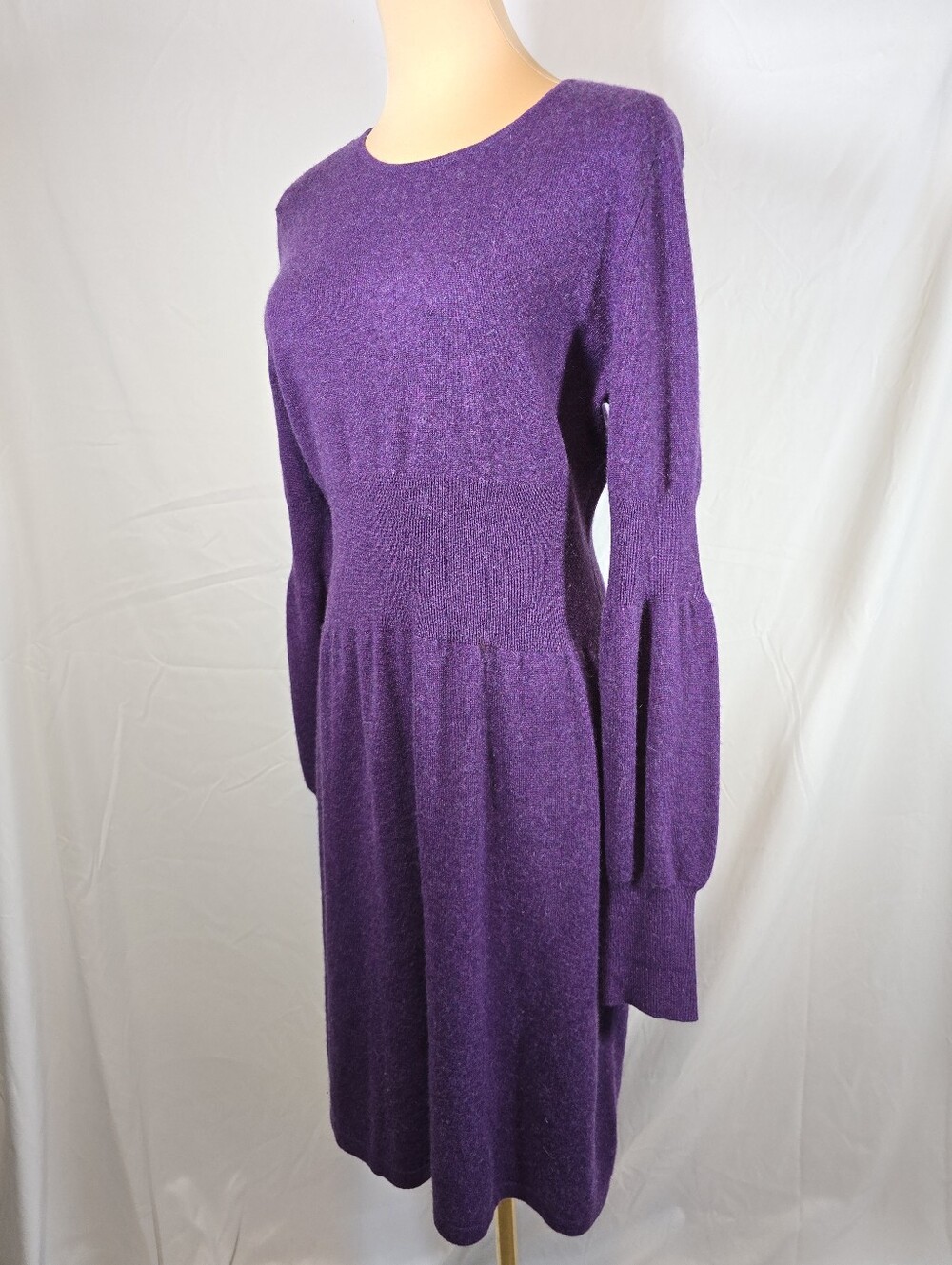 Purple Long Sleeve Knit Cashmere Dress